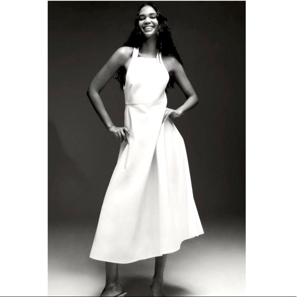 White Zara Midi Dress with crossed back
